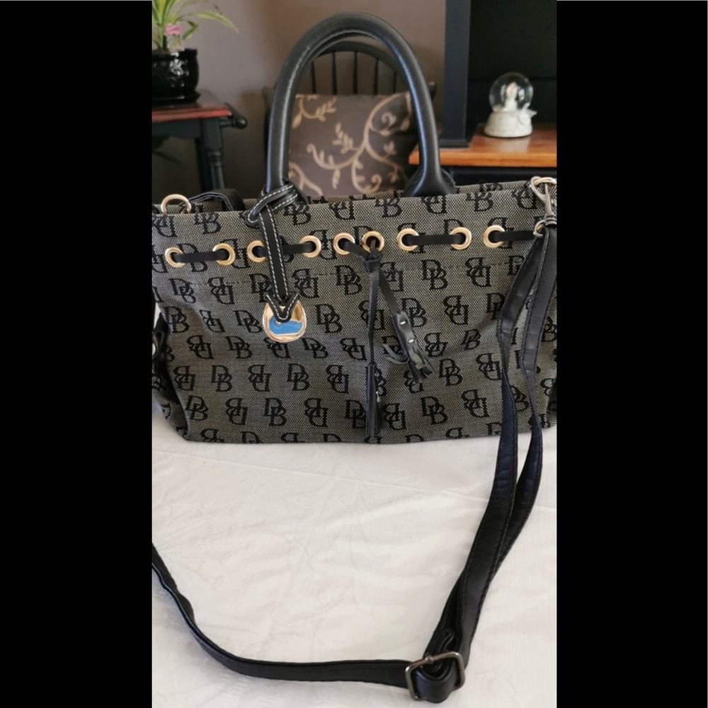 Dooney & Bourke Gray & Black Logo Canvas Bag